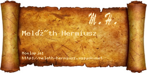 Meláth Hermiusz névjegykártya